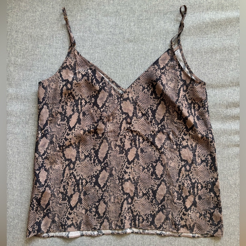 Frame Brown Snake Print silk tank top
